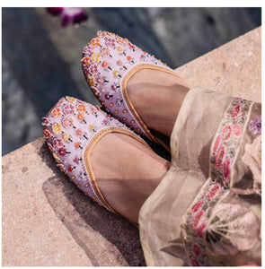 (Pre Order) Falling Flowers Lilac: Juttis - Limited Edition: Rahul Mishra x Fizzy Goblet